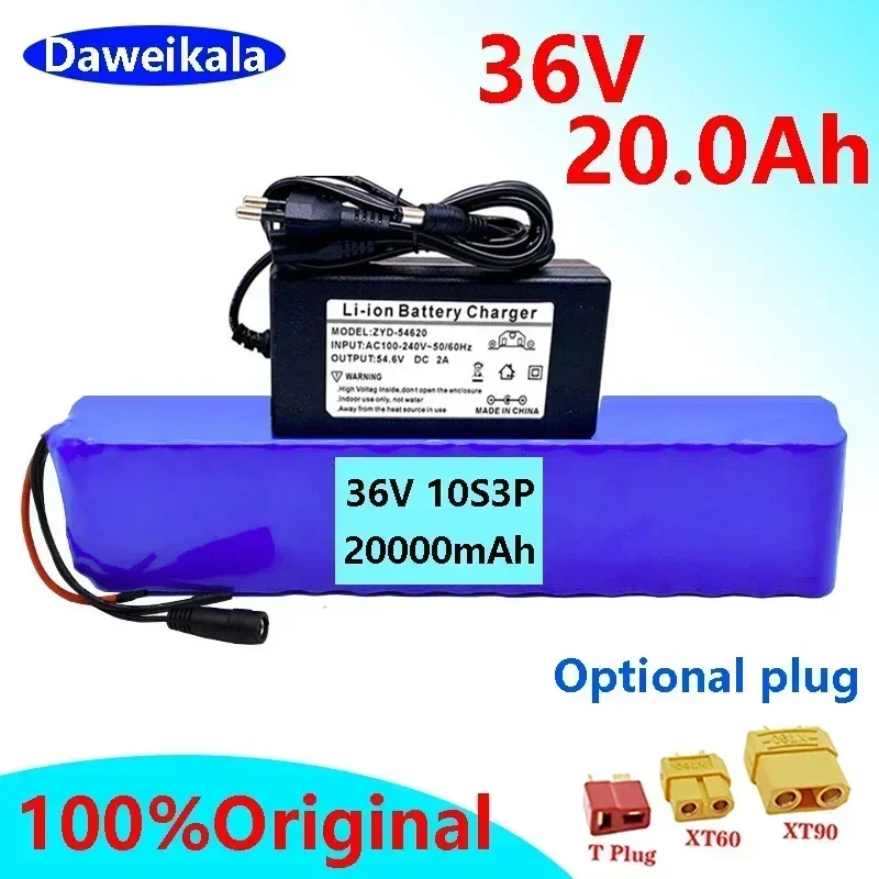 Original 10S3P 36V 20000mAh 500W Lithium-Ionen-Akku, geeignet für 36V Elektrofahrzeuge + optionaler BMS-Stecker