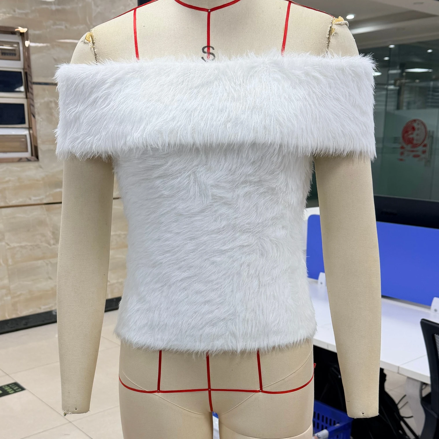 

Women's Off-The-Shoulder Knit Sweater Solid Color Short Sleeve Fuzzy Top Fashionable Casual Warm Trendy Comfortable Quality