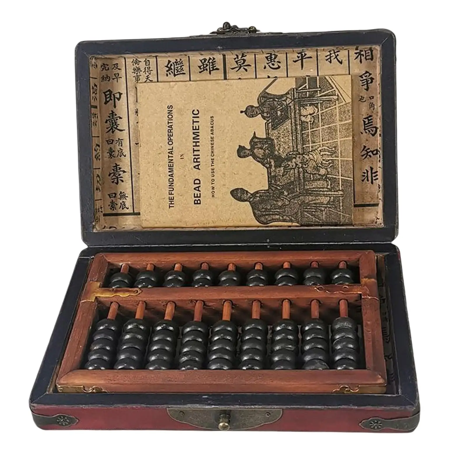 

Professional 9 Column Math Abacus with Box,Calculating Tool Chinese Wooden Bead Arithmetic Abacus for Children Adults Kids