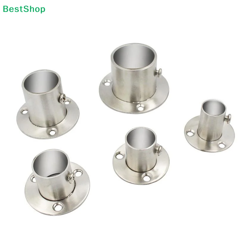✍2pcs/Lot 19mm 22mm 25mm 32mm Stainless Steel Flange Seat For Cloth Hanger Wall Base For Conbinet Tube Base Funiture Hardware