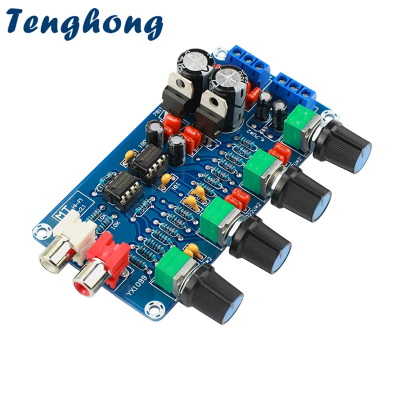 

Tenghong 1pcs NE5532 Preamp Preamplifier Volume Tone Control Board Treble Midrange Bass EQ Dual AC 12V-18V HIFI Finished Boards