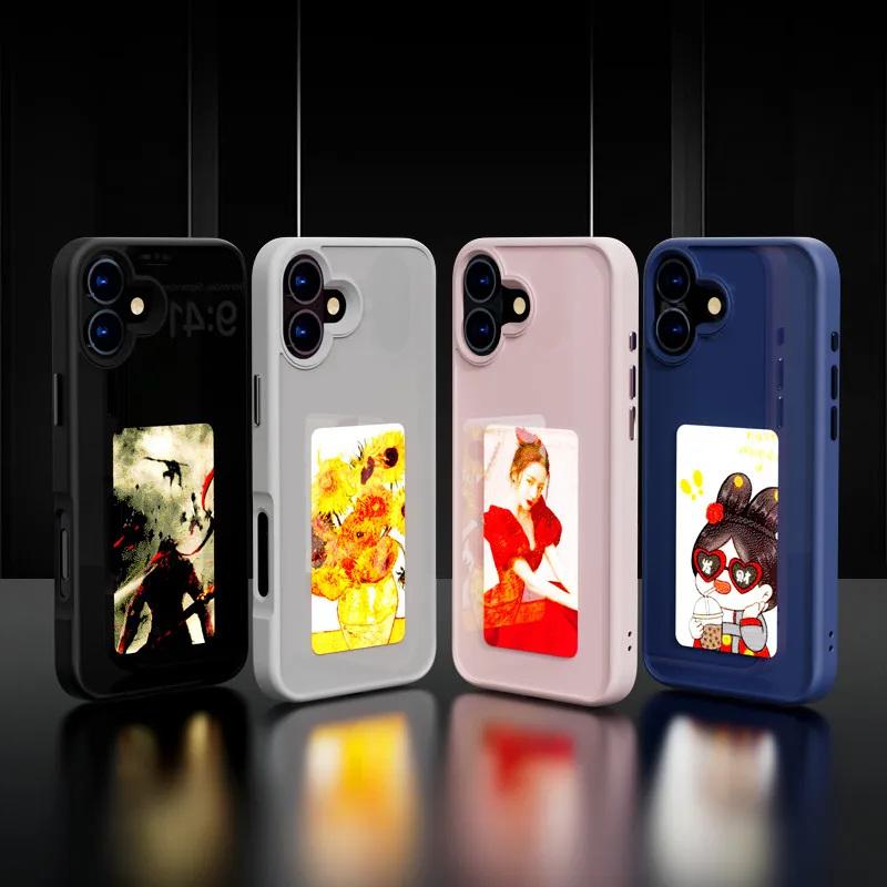 NFC Function Smart Phone Cases For iphone 15 16 13 Pro Max E ink Screen DIY Wireless Transmission Screen Projection Phone Case