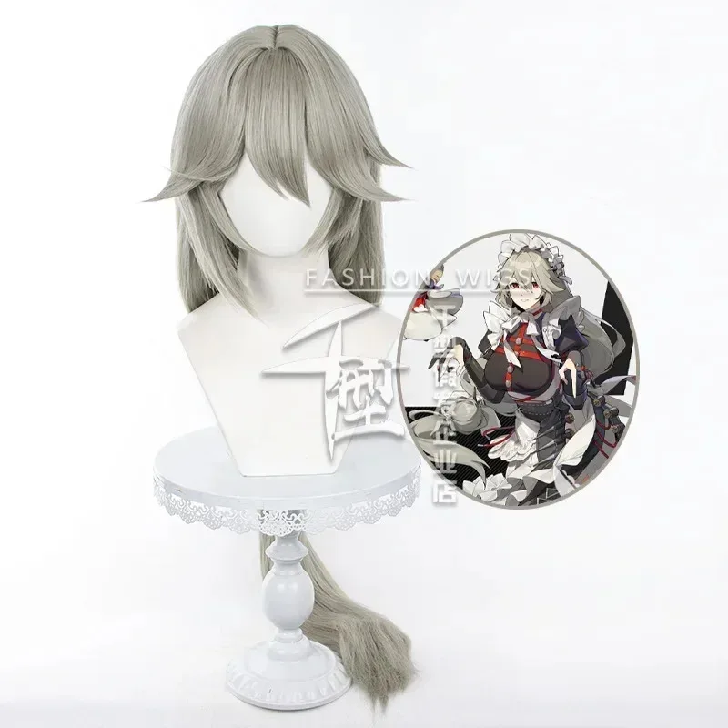 

2025 12 Александрина Себастьян, косплей, игра, длинный льняной серый парик унисекс, термостойкие синтетические волосы, аниме-парики Zenless Zon