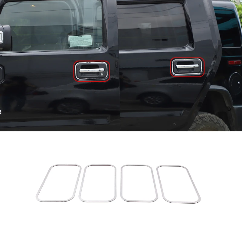 4 PCS Stainless Steel Exterior Car Door Handle Frame Trim Decorative Cover For Hummer H2 2003-2009 Molding Kits Car Accessories