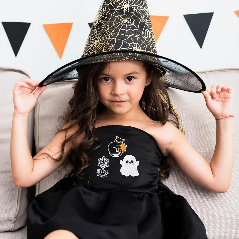 8 Pcs Cute Halloween Iron on Patches Ghost Bat Spider Cat Animals Embroidered DIY Craft for Kids Clothing Jacket Backpack Hat