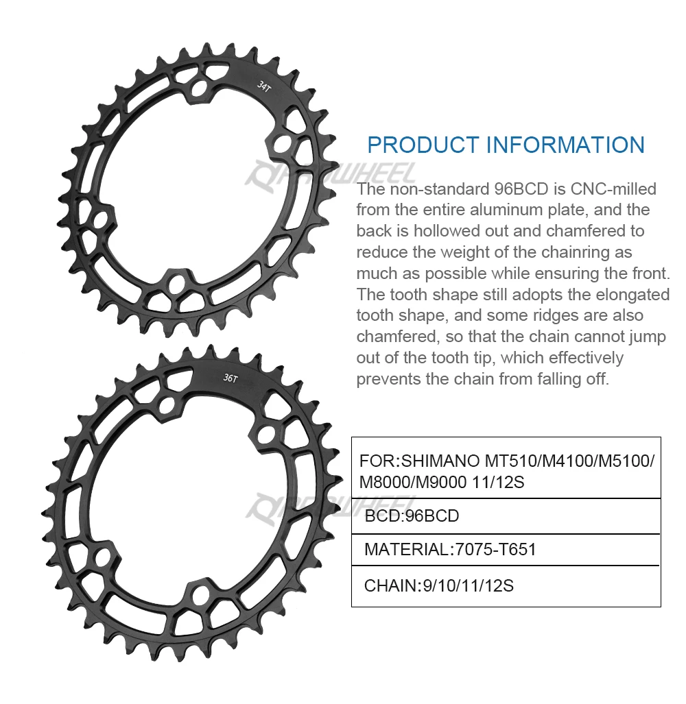 SHIMANO Deore FC M5100 Kurbelgarnitur 1x11Speed MTB Kettenrad Mountainbike Crankarm 170/175mm 34T/36T 11V Crankit BB MT500 MT501 BB52 – Detail 5