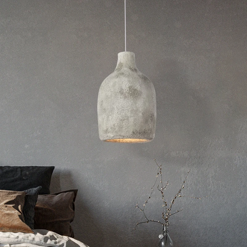 Nostalgic Pendant Lamp Dining Room Wabi-sabi Chandelier Foyer Bedside Hanging Light Restaurant Nordic Cement Design Droplight