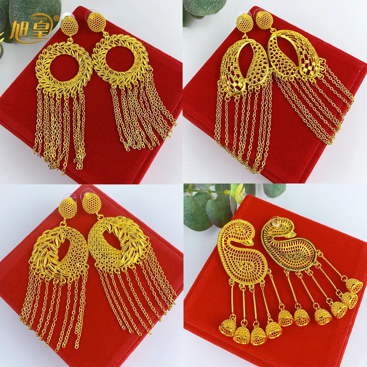 Luxury African Big Long Drop Earrings For Women 24k Gold Color Tassel Earrings Jewelry Gift Party Dubai Nigerian Wedding Gifts