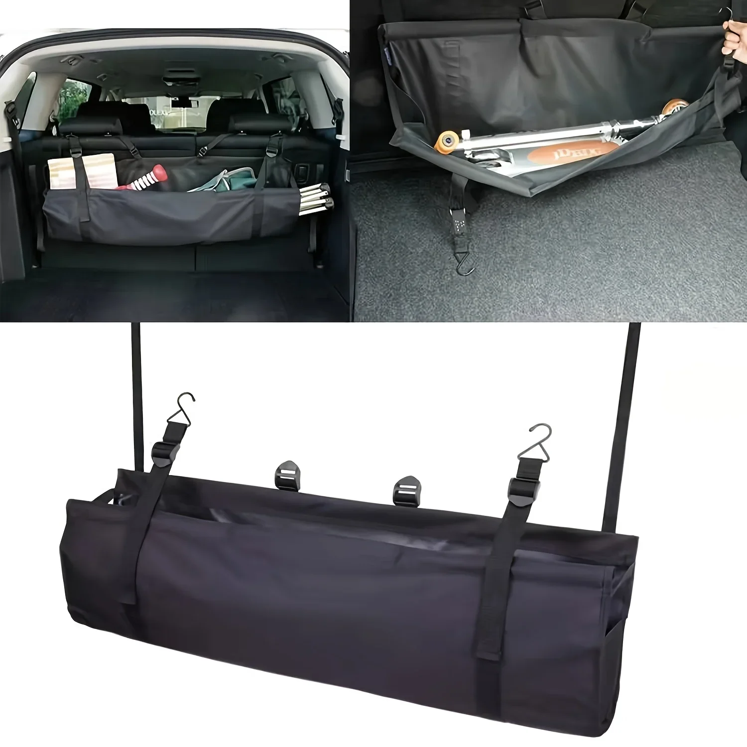Kofferraum-Organizer mit hoher Kapazität, Oxford-Aufbewahrungstasche für den Rücksitz, Netz, vielseitig einsetzbar, verstellbare Organizer für die Sitzlehne, universell für Autos – Detail 4