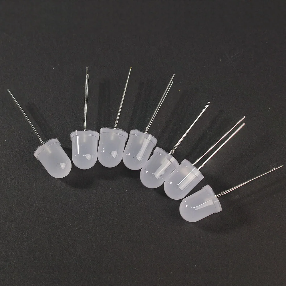 50PCS F10 10mm LED 5 Colors Assortment Kit Red Blue Yellow Green White Diffused Round LED Light Emitting Diode DIY PCB Lamp Bulb