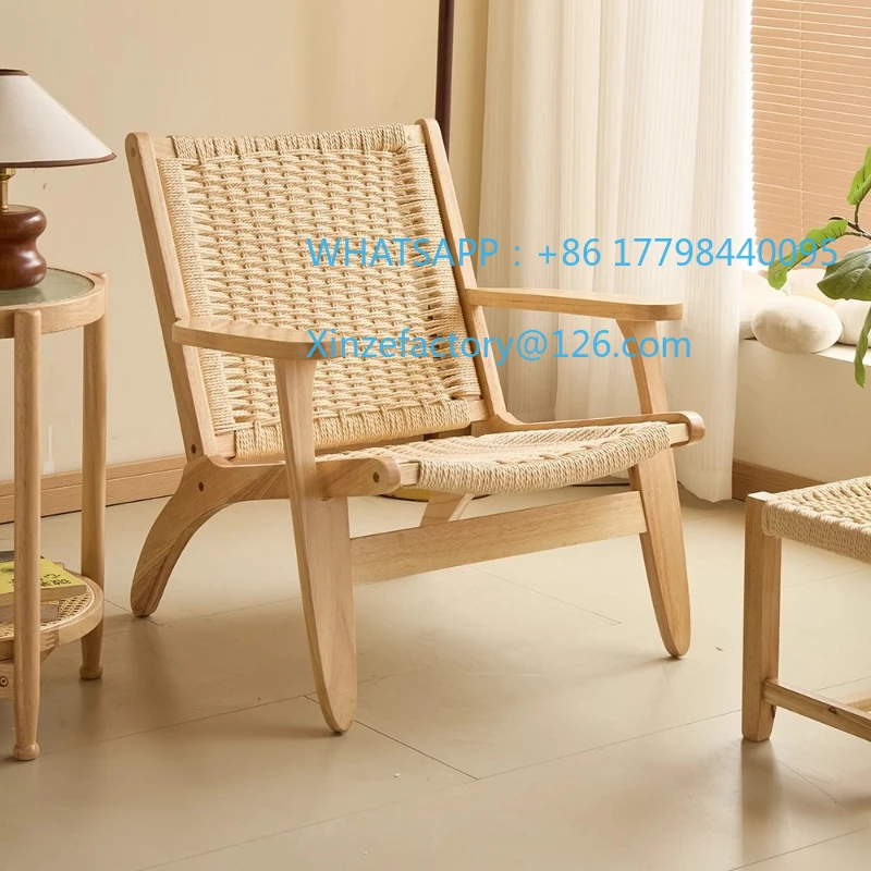 Customizable saddle chair medieval solid wood retro sofa rattan lazy chair