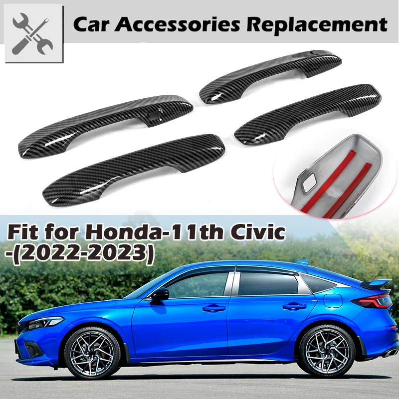 Rhyming Door Side Handle Cover Trims Sticker Scratch Protector Car Exterior Modification Parts For Honda Civic 11th 2022 2023