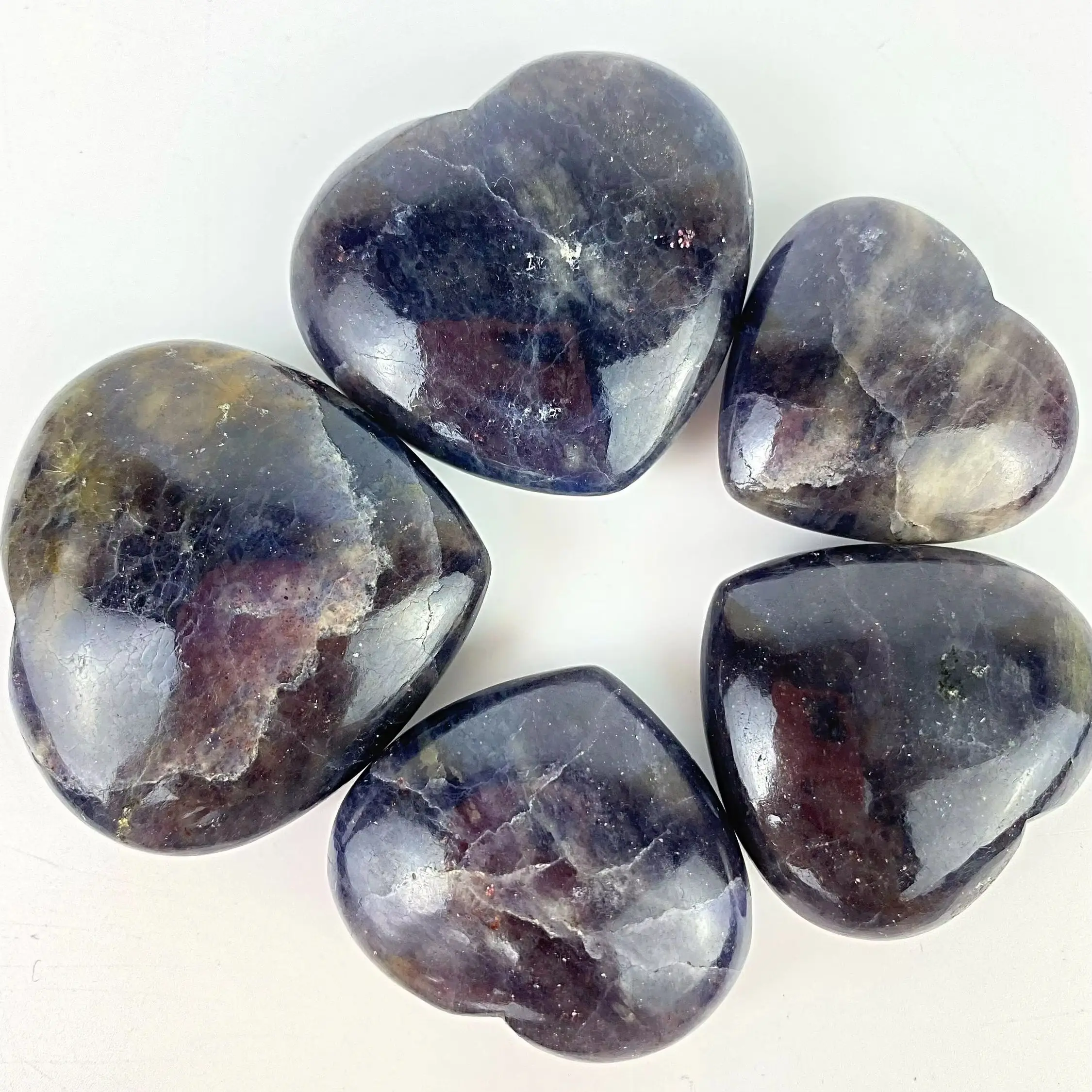 Pierre de méditation en iolite naturelle polie en forme de cœur, sculptée, pour la guérison, le Reiki, le chakra du troisième œil, cadeau pour femme