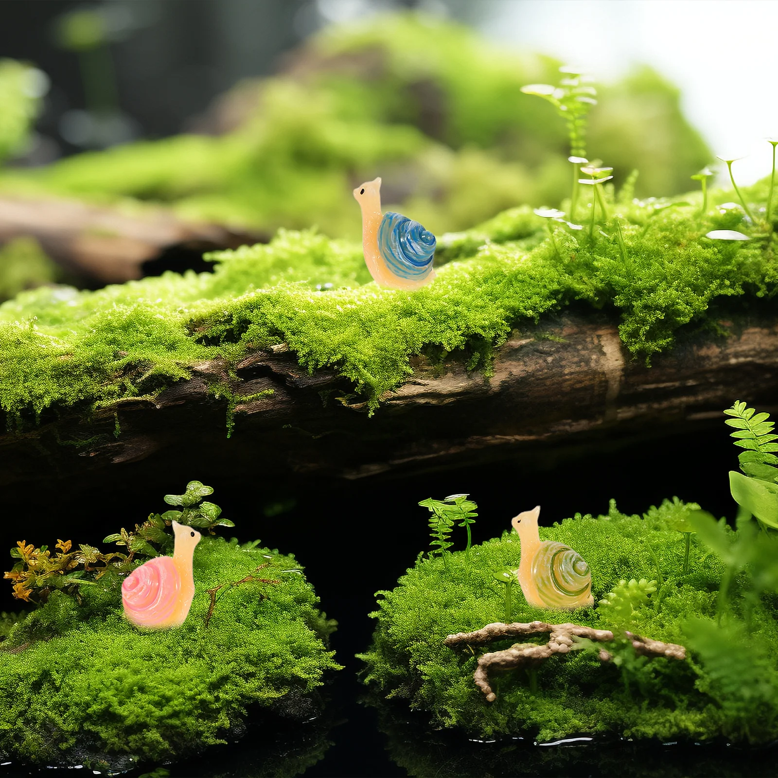 14 szt. Realistyczne, symulowane ślimaki z żywicy, miniatury do dekoracji ogrodu, mikropejzażu, terrarium, akcesoria do bonsai