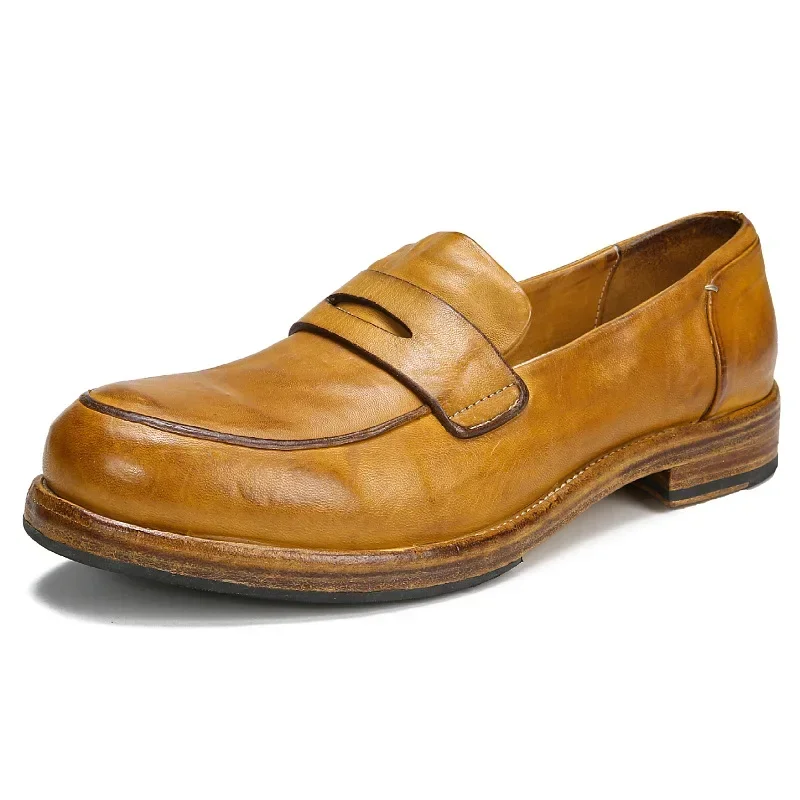 Goodyear-boots Men's Leather Shoes Genuine Leather Men's Shoes Thick Sole Casual Work Dress Retro British Fashion Shoes Loafers