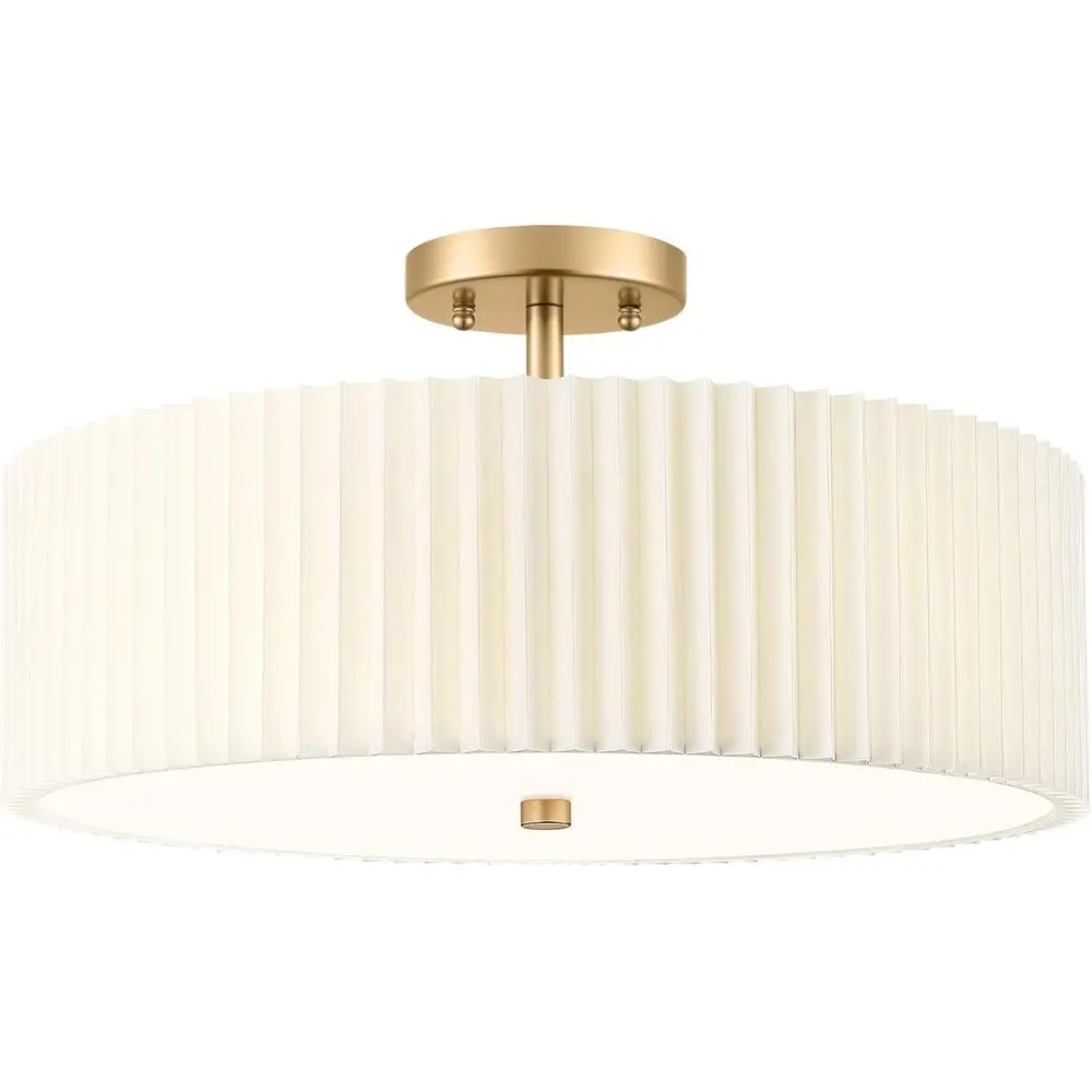 

Semi-Flush Mount Ceiling Light, 4-Light 18 Fixture with White Pleated Fabric Shade, Suitable for Hallway, Bedroom, Kitchen