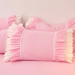 Korean Lace Pillowcase Comfortable Pillow Cover Pillowcase for Bedding Home Decor Wedding White Pink Pillow Case Cover