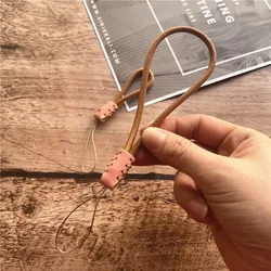 Cord for Keys Handmade Keychain Lanyard Genuine Leather Short Lanyards Cowhide Keychain for Cell Phone U Disk Cell Accessories