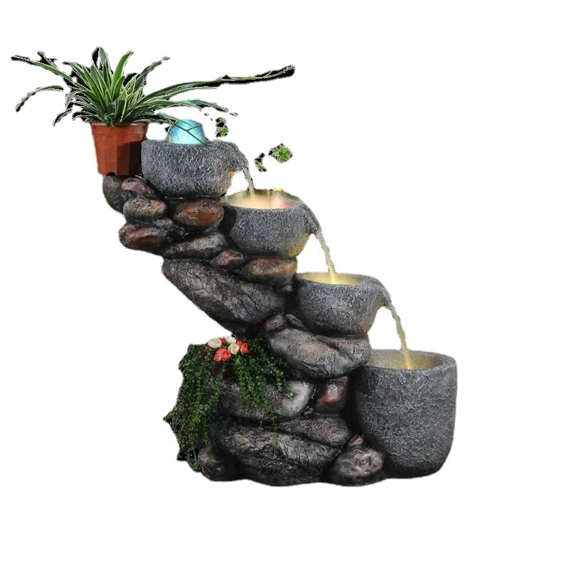 Rockery water fountain small fish pond balcony garden landscaping ornament