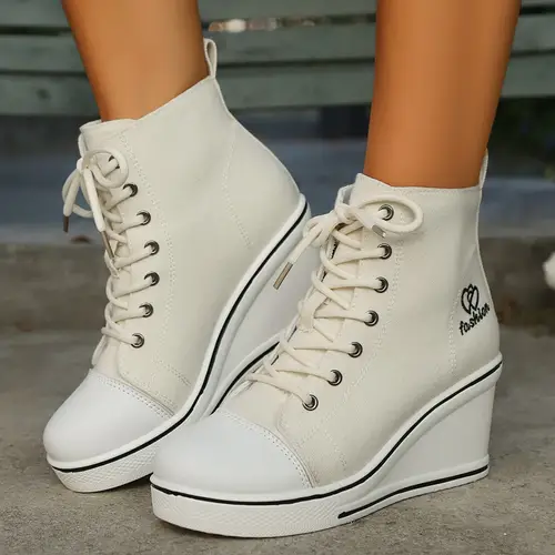 Women Shoes Classic Breathable Canvas Shoes Fashion Casual Vulcanized Shoe Women Wedge Sneakers Height Increasing Platform Shoes - Image 6