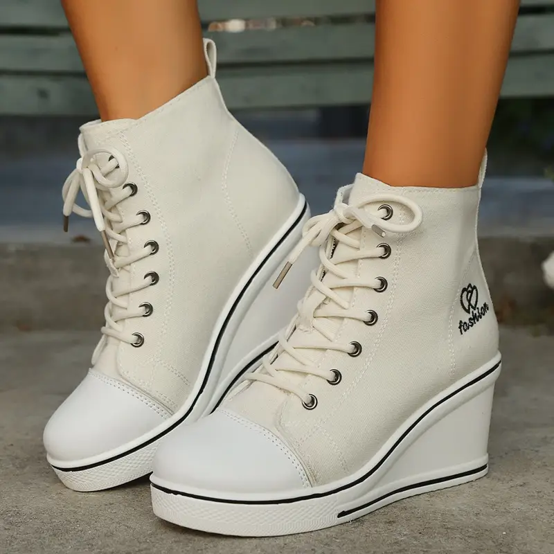 Women Shoes Classic Breathable Canvas Shoes Fashion Casual Vulcanized Shoe Women Wedge Sneakers Height Increasing Platform Shoes - Image 6