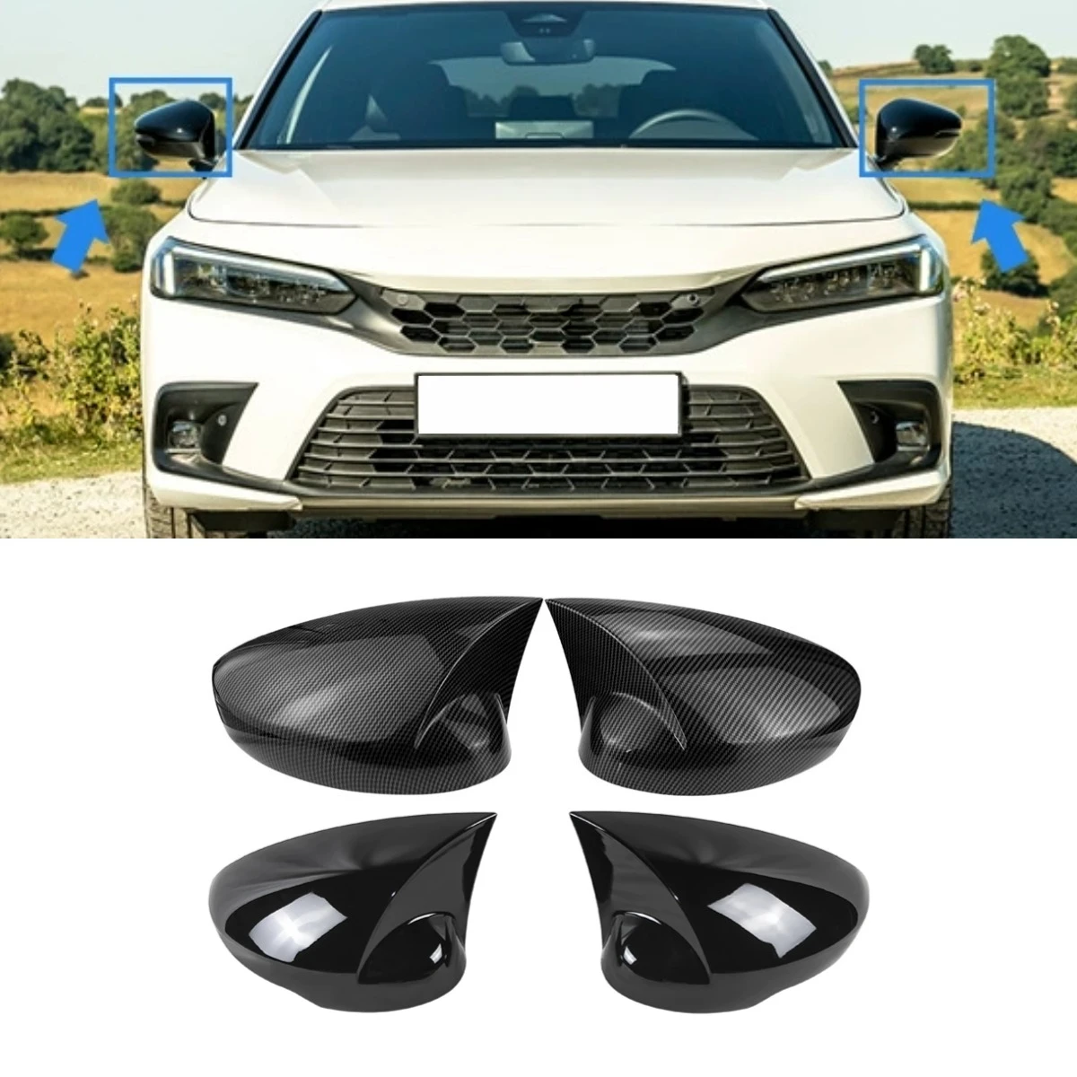 Car Rearview Cover Protect Side Rear View Mirror Cover For Honda Civic 11th Gen Body Kit Car Accessories