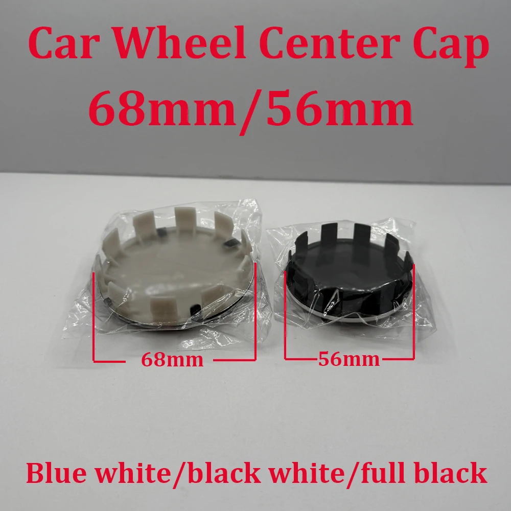 4 Stück 56mm 68mm 3D ABS Auto-Radnabenkappen, universelle Ersatz-Embleme für Felgen, Außentuning, Styling-Aufkleber, Zierleisten – Detail 1