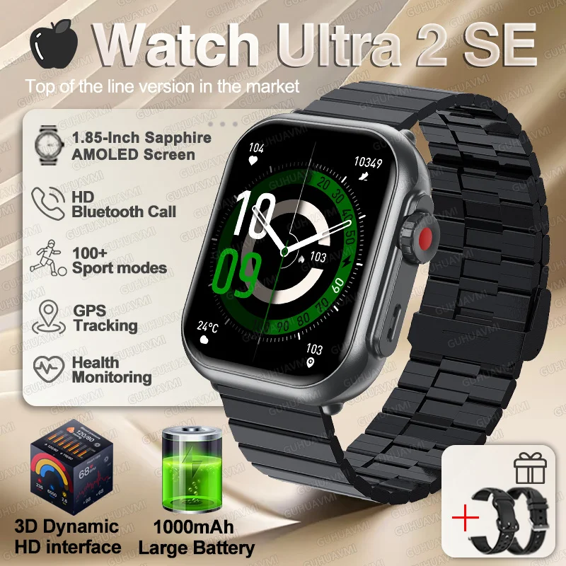 Für IOS Uhr Ultra 2 SE Männer Frauen Smart Armband 1000 mAh Batterie GPS AMOLED Display Bluetooth Anruf Sport wasserdichte Intelligente Uhr