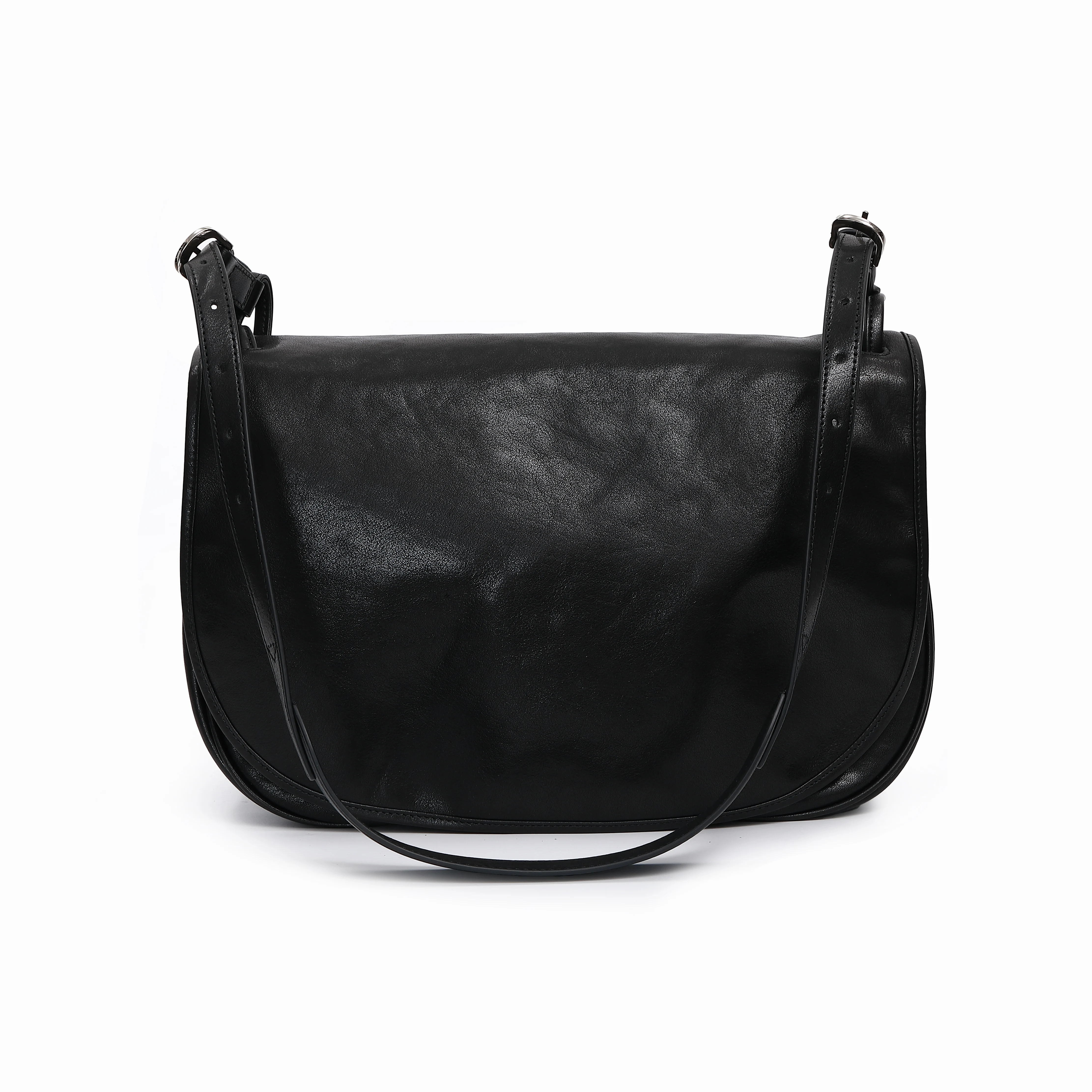 DttxtSimple Style First-Layer Cowhide Versatile Saddle Bag Crossbody Large-Capacity Commuter Bag for Women
