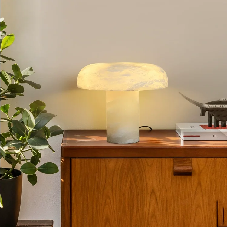 

All-copper Natural Marble Table Lamp Designer Creative Living Room High-end Light Luxury Simple Study Bedroom Bedside Lamp