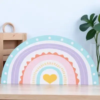 

Wooden Rainbow Pen Holder Desktop Organizer Pencil Holder Decorative Rainbow Office Supplies Teacher Desk Organizer