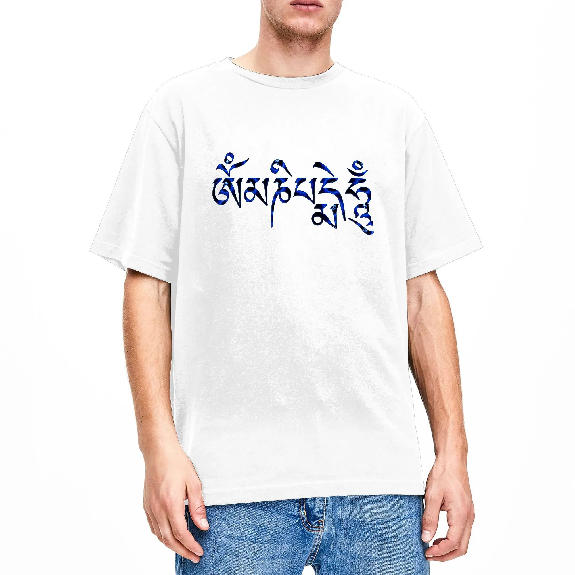 Tibetan Om Mani Padme Hum T Shirt Summer  Cotton T Shirts For Men Design Tee Shirt Short-Sleeved Vintage Tops
