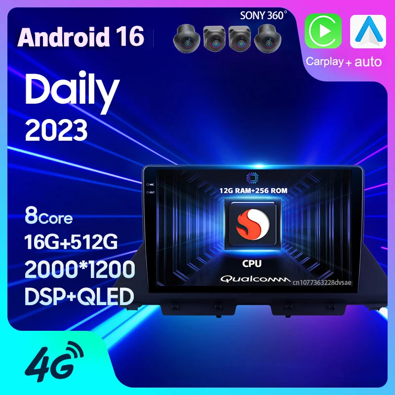 Android 16 Carplay Auto für Iveco Daily 2023 Autoradio GPS-Player Navigation 2 Din Video Stereo Head Unit WIFI+4G DSP Multimedia