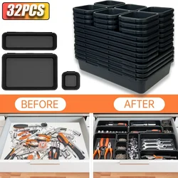 45/32/22pcs Tool Box Drawer Organizer Tray Dividers Set Workbench Cabinet Bins Tool Chest Organization Garage Hardware Tool Tray