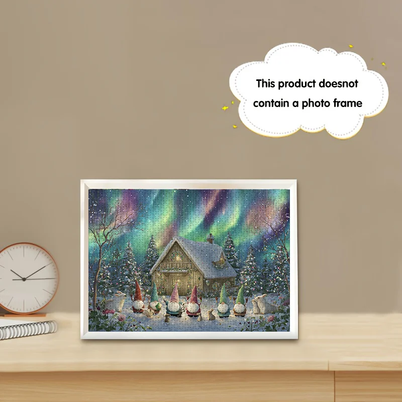 500 قطعة من صندوق الألغاز الصغير للبالغين بتصميم جنوم عيد الميلاد - مقاوم للخدش، مستوى صعوبة عالي للجمع الناضجين، فامي