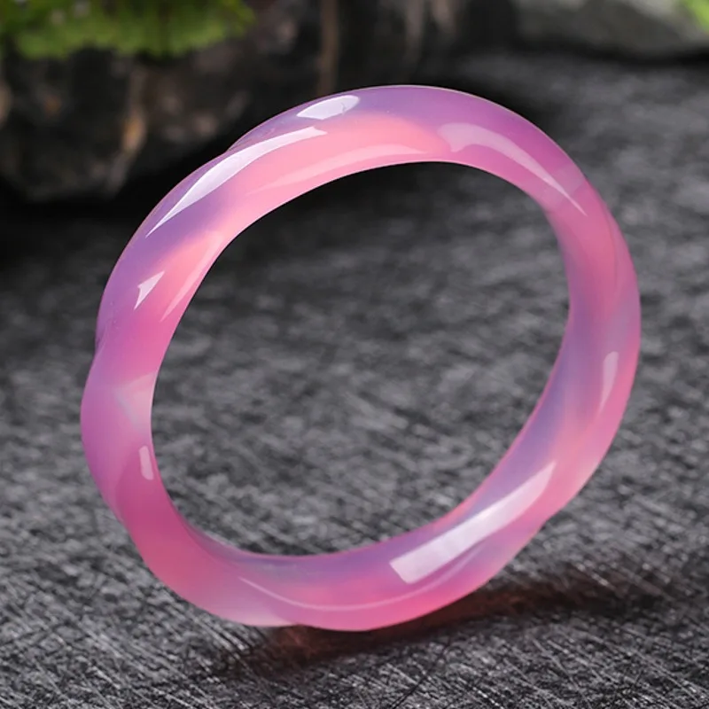 

Натуральный порошок, розовый халцедон, ручная резьба, браслет из жареного теста, модный бутик ювелирных изделий, женский агатовый косметический браслет, подарок