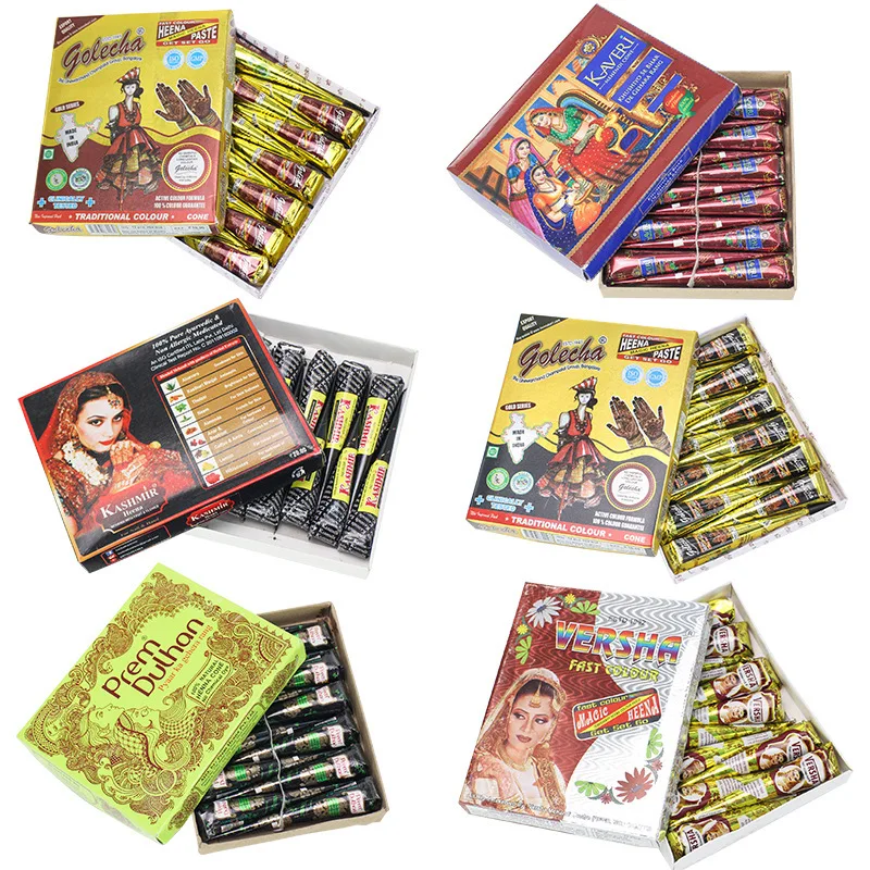 1pcs 25g Multicolor Indian GOLECHA Henna Cones Tattoo Paste For Temporary Tattoo Sticker Body Paint Art Cream Cone DIY Paint