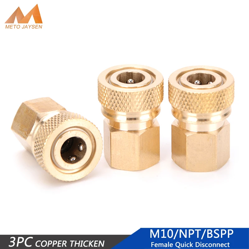 

3pcs M10 Thread Quick Disconnect Release Air Refilling Adapter Coupler Sockets NPT BSPP Copper Quick Connect Couplings Fittings