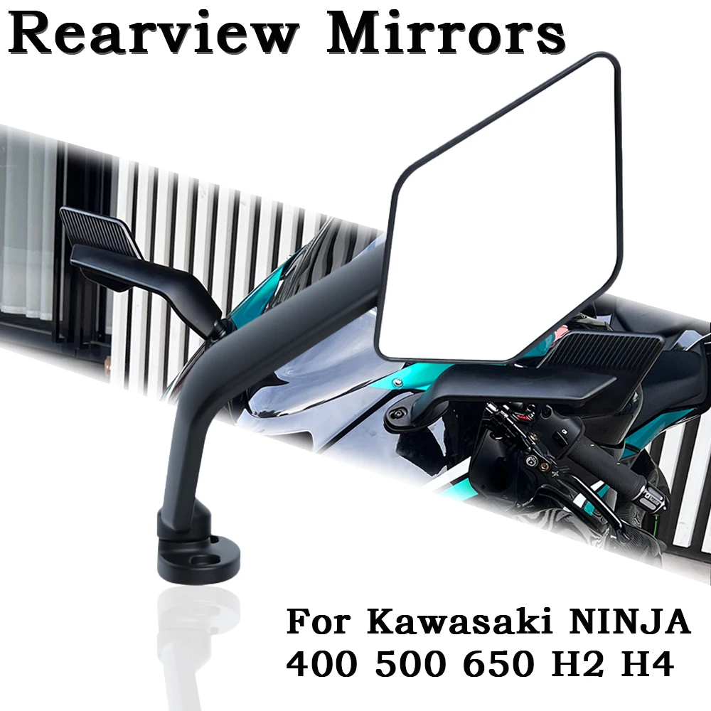 

Motorcycle Rearview Mirrors For Kawasaki NINJA 400 500 650 H2 H4 Motorcycle Stealth Winglets Mirror To Rotate Adjustable Mirrors