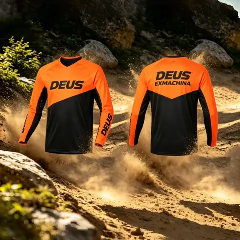 New DEUS EX MACHINA Men Long Sleeve T-shirt Mountain Bike Off-Road Motorcycle Cycling Jersey Clothes Camping Outdoor Loose Top