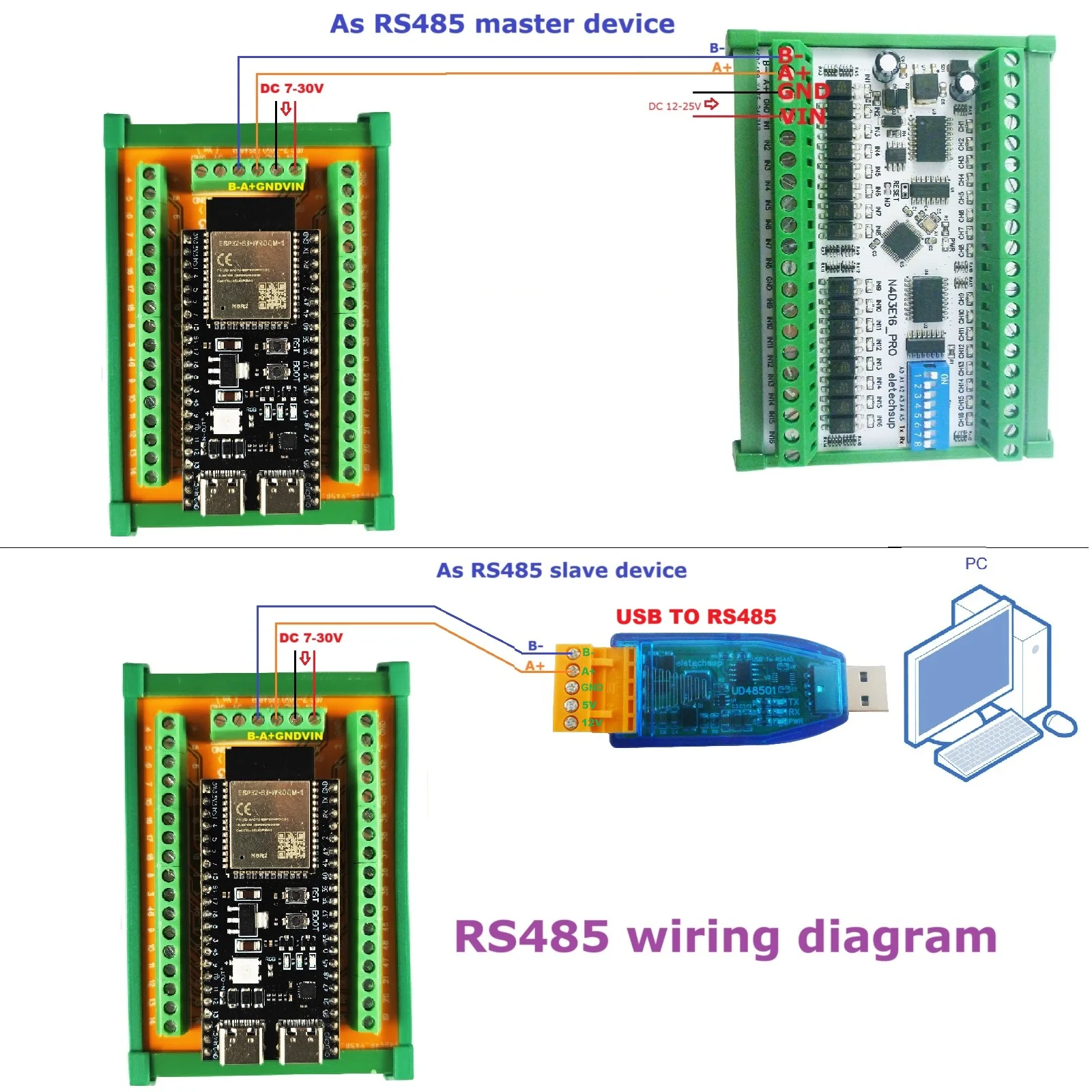 ESP32 S3 WiFi BLE RS485 485 BUS Expansion Board Industrial PLC Controller for Arduino IoT Smart Home Automation DIN Rail Mount