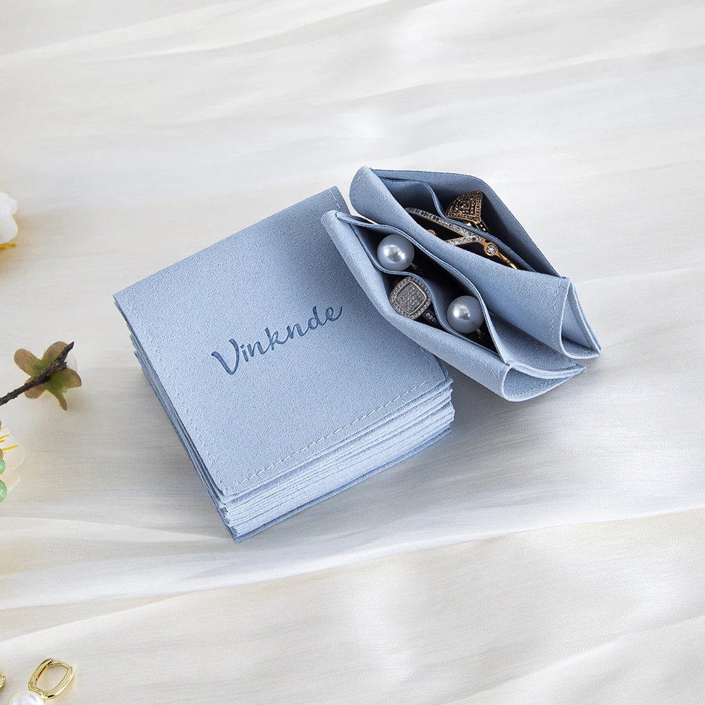 

Изготовленная на заказ 13x13 см многоразовая замшевая сумка для ювелирных изделий из микрофибры, уникальная сумка-конверт с отделением для ожерелья, колец, сережек