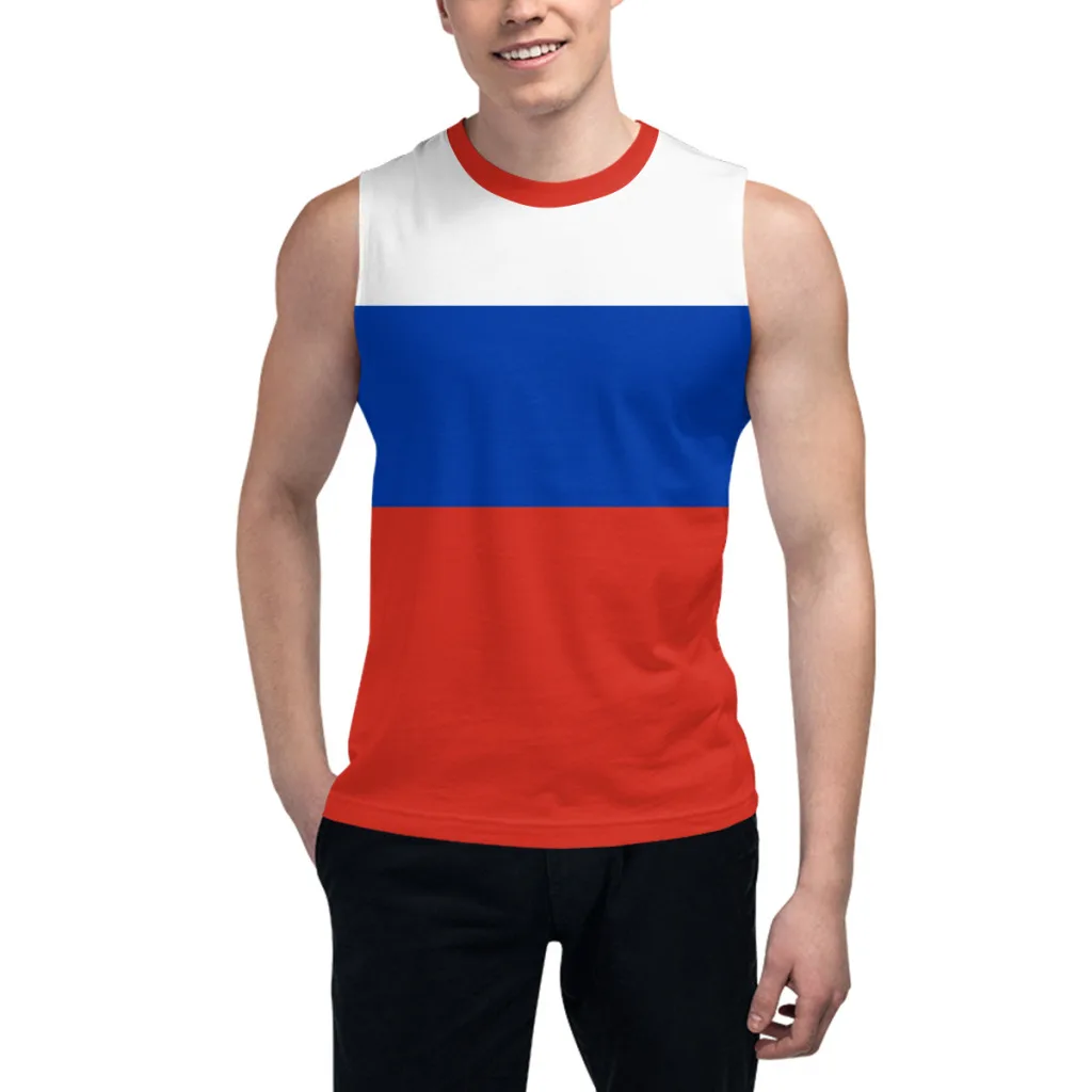 

Майка без рукавов с 3D-изображением флага России для мужчин и мальчиков, для спортзала, фитнеса, бега, баскетбола, тренировок