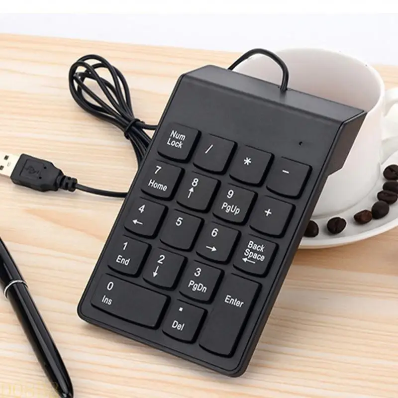 D08B USB Corded Keyboard Numeric Keypad For Fast Accurate Typing For Laptop PC Desktop Notebook for Programmers And Gamers