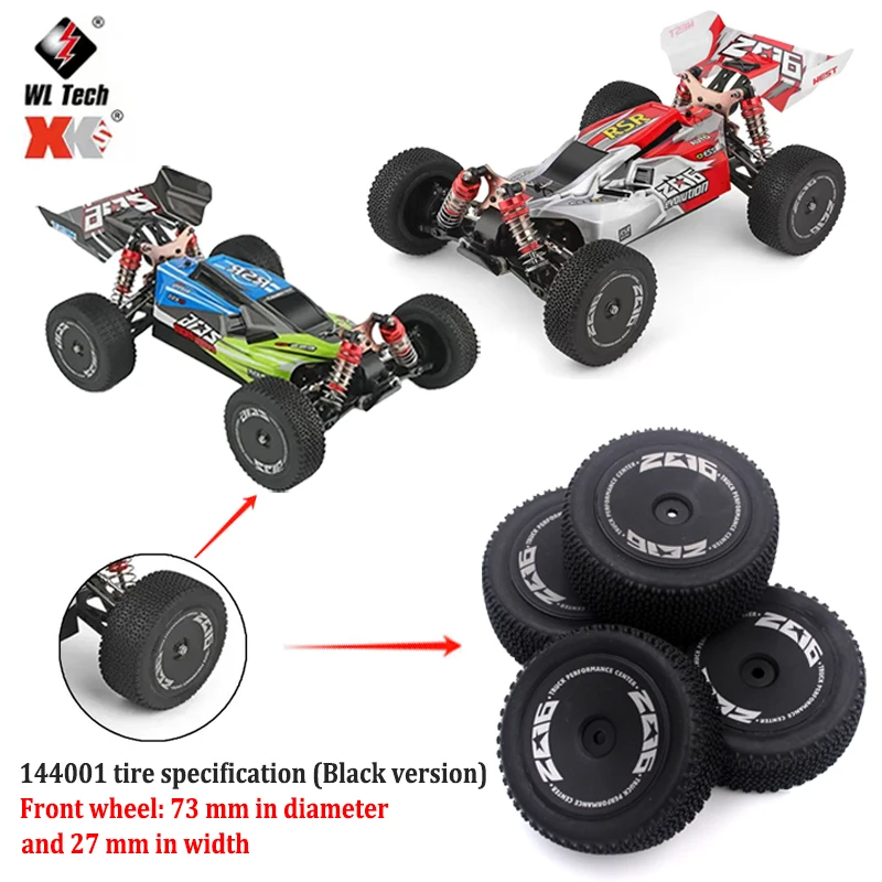 

WLtoys 144001 Оригинальная обновленная шина 72 мм 144010 124019 124017 124016 ​ Передние и задние шины 12 мм HEX для деталей радиоуправляемого автомобиля 1/12 1/14 1/16