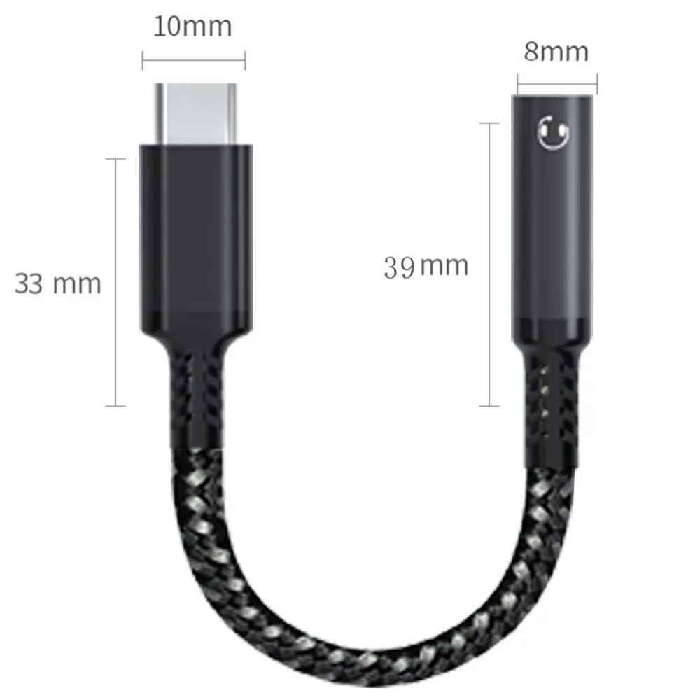 USB Type C Headphone Adapter Cable 3.5 Jack Audio Cable Type-c 3 5 Jack Audio Cable Braided Converter