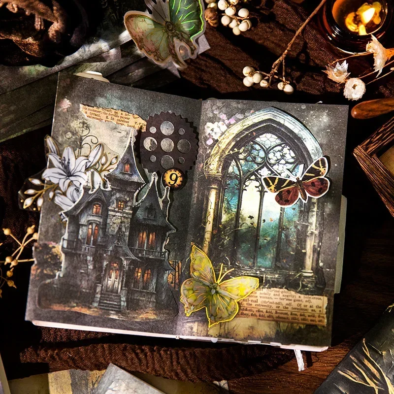 32 Sheets Fairy Castle Theme Vintage Collage Decorative Paper DIY Handbook Materials Crafts Phone Journal Planner Art Supplies