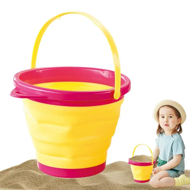 

Silicone Beach Bucket Children's Foldable Play Sand Toys Bright Colors Outdoor Fun Toy For Garden Swimming Pool Lake And