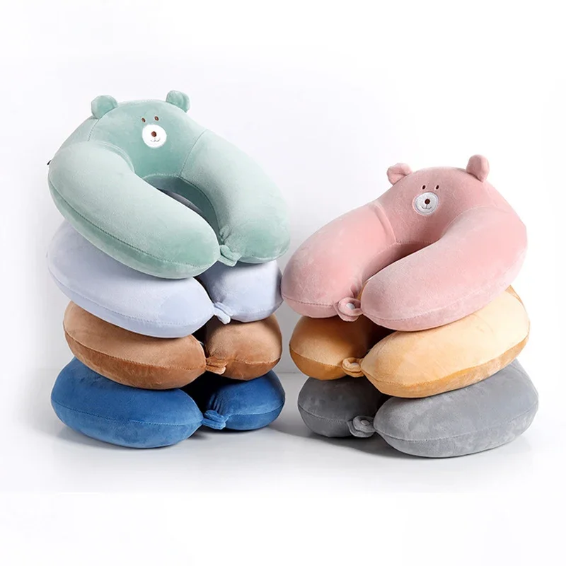 

Мультяшная U-образная дорожная подушка для шеи с медленным отскоком, подушка для шеи из пены с эффектом памяти, мягкая удобная подушка для автомобиля в самолете