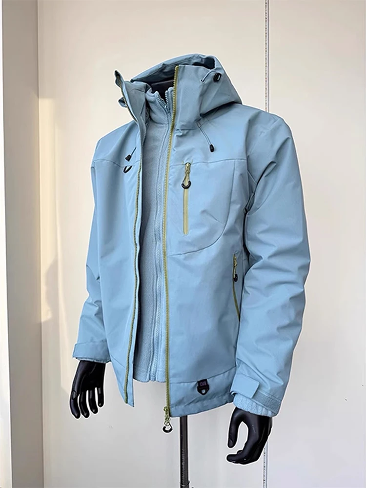 

Thiened Хлопковое тютинское пальто с капюшоном, уличное ветрозащитное водонепроницаемое зимнее пальто, молодежное модное пальто с подставкой, однотонное, на молнии